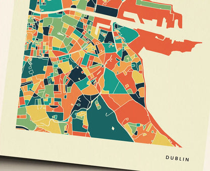Dublin Stadtkarte Poster – Polychroma Modern Art Print