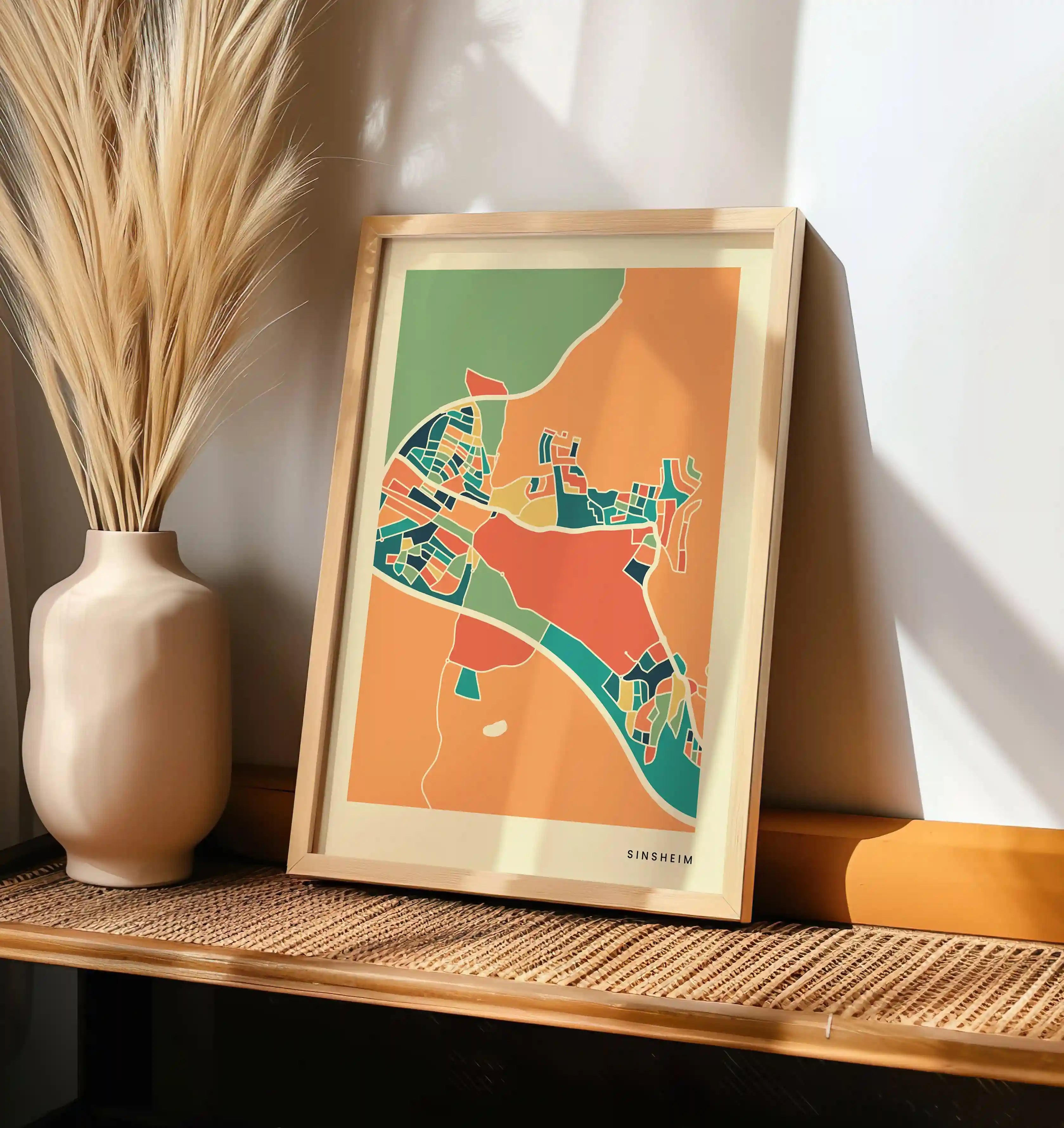 Sinsheim Stadtkarte Poster – Polychroma Modern Art Print