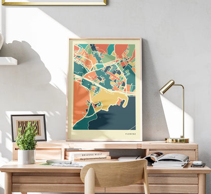 Florenz Stadtkarte Poster – Polychroma Modern Art Print
