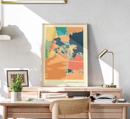 Kirchheim unter Teck Stadtkarte Poster – Polychroma Modern Art Print