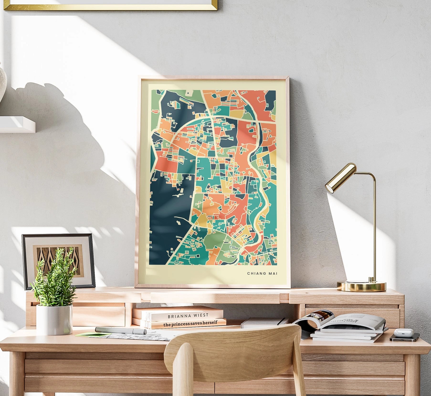 Chiang Mai Stadtkarte Poster – Polychroma Modern Art Print