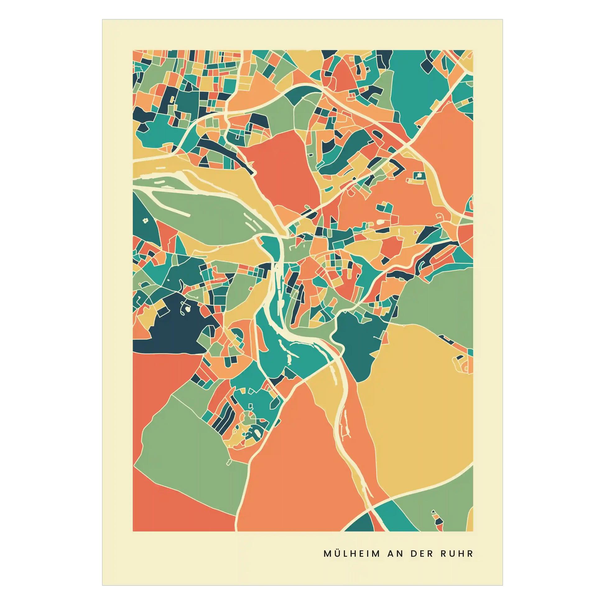 Mülheim an der Ruhr Stadtkarte Poster – Polychroma Modern Art Print