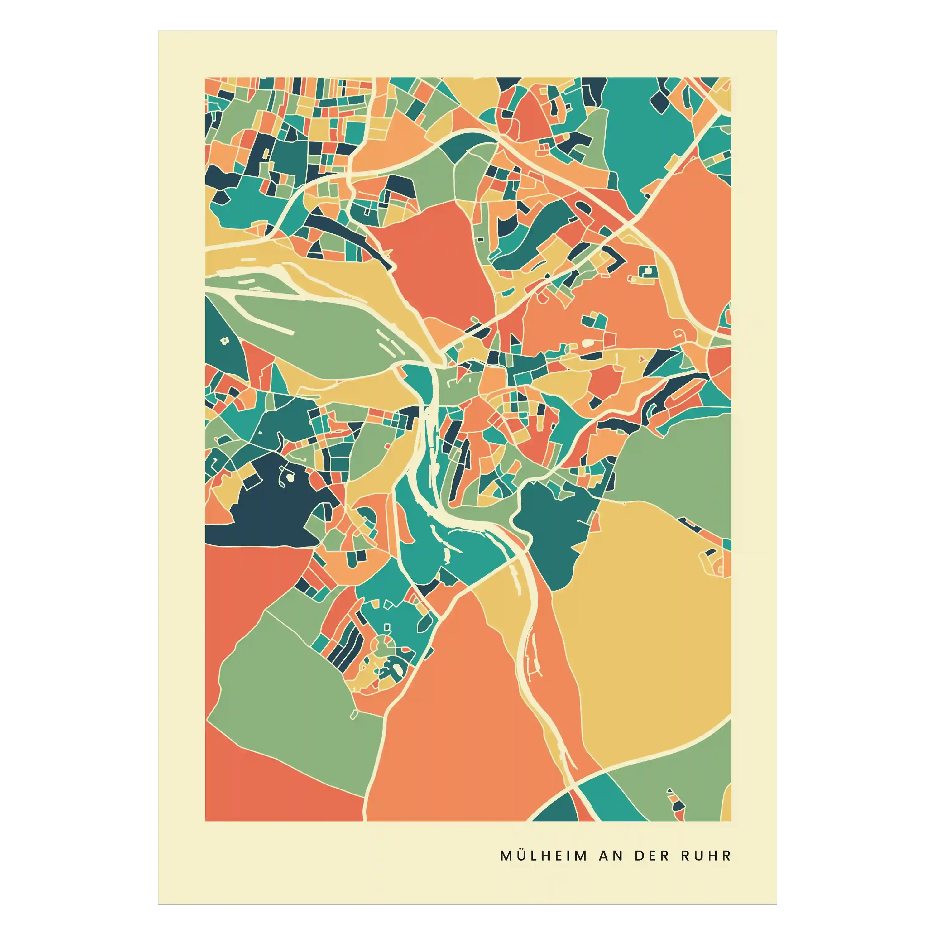 Mülheim an der Ruhr Stadtkarte Poster – Polychroma Modern Art Print