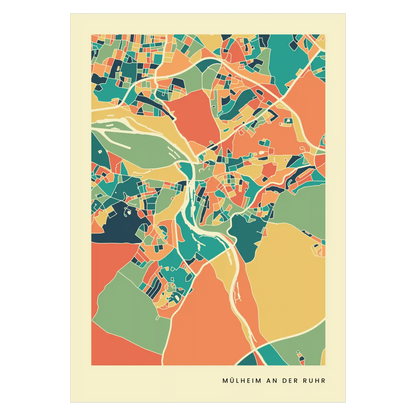 Mülheim an der Ruhr Stadtkarte Poster – Polychroma Modern Art Print