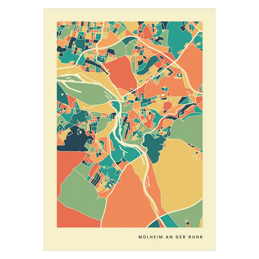 Mülheim an der Ruhr Stadtkarte Poster – Polychroma Modern Art Print