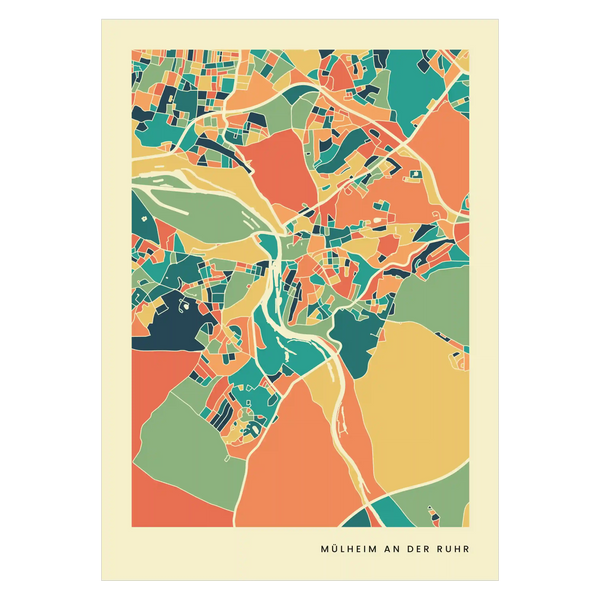 Mülheim an der Ruhr Stadtkarte Poster – Polychroma Modern Art Print