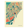 Barcelona Stadtkarte Poster – Polychroma Modern Art Print