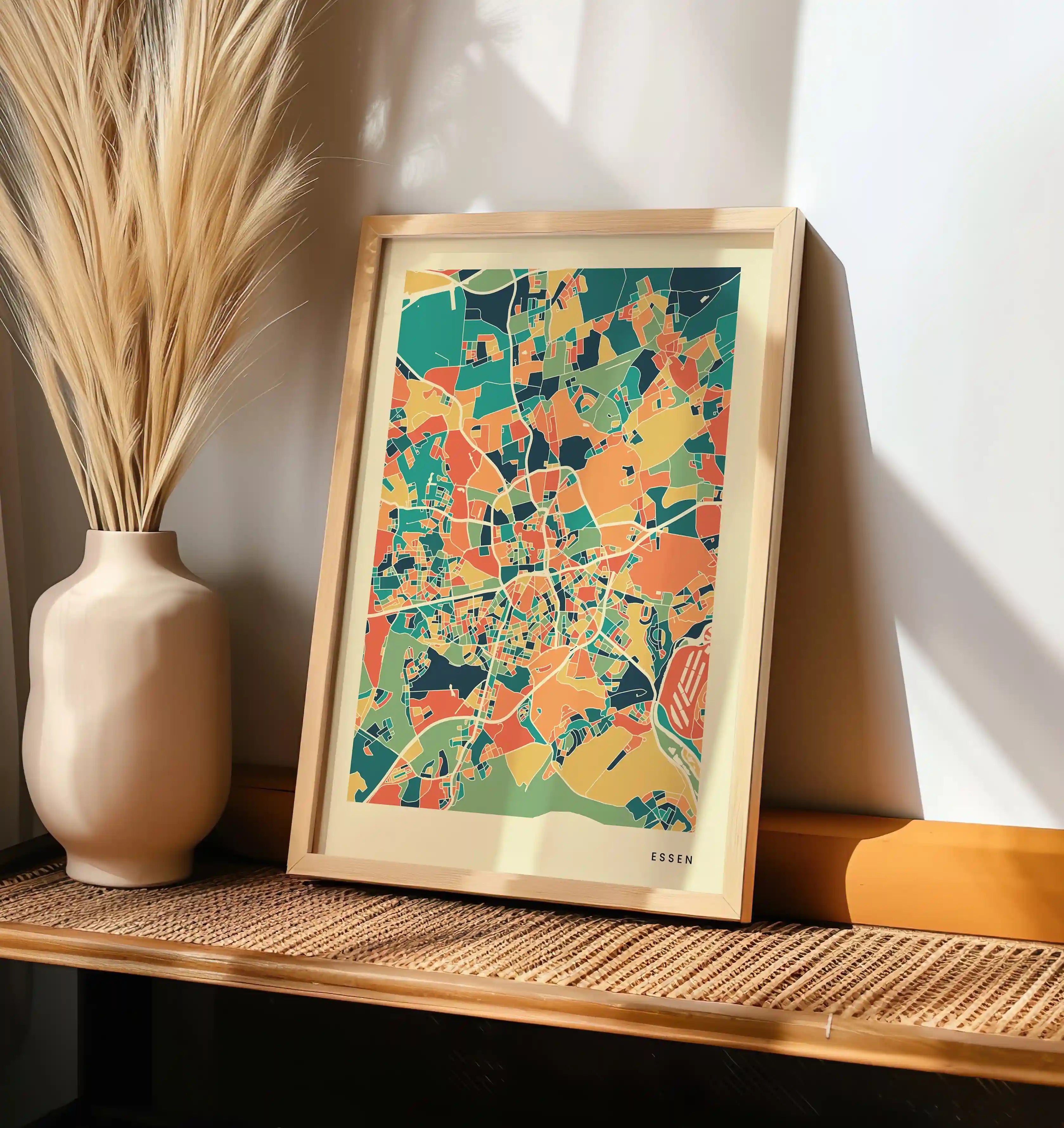 Essen Stadtkarte Poster – Polychroma Modern Art Print