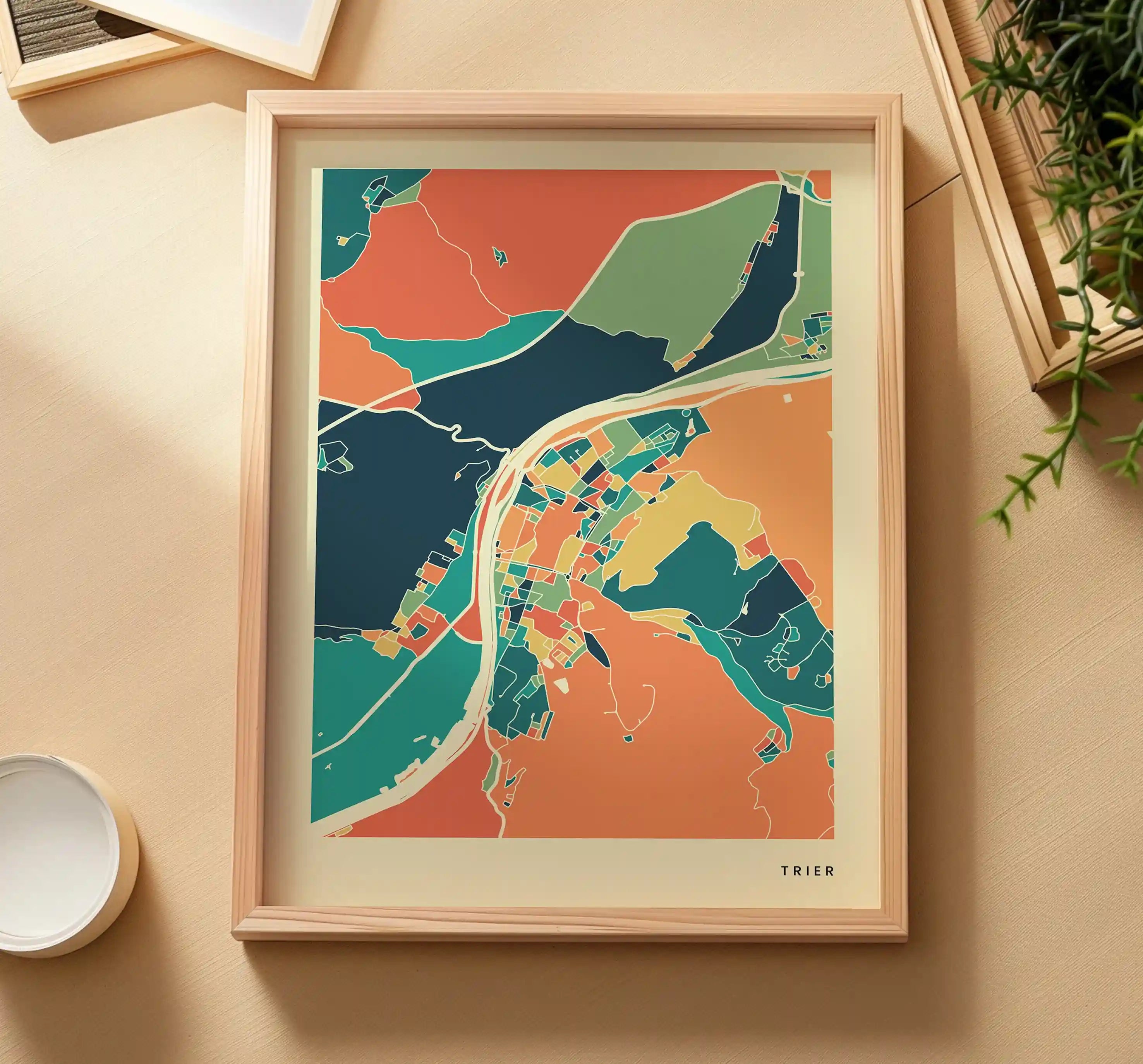 Trier Stadtkarte Poster – Polychroma Modern Art Print
