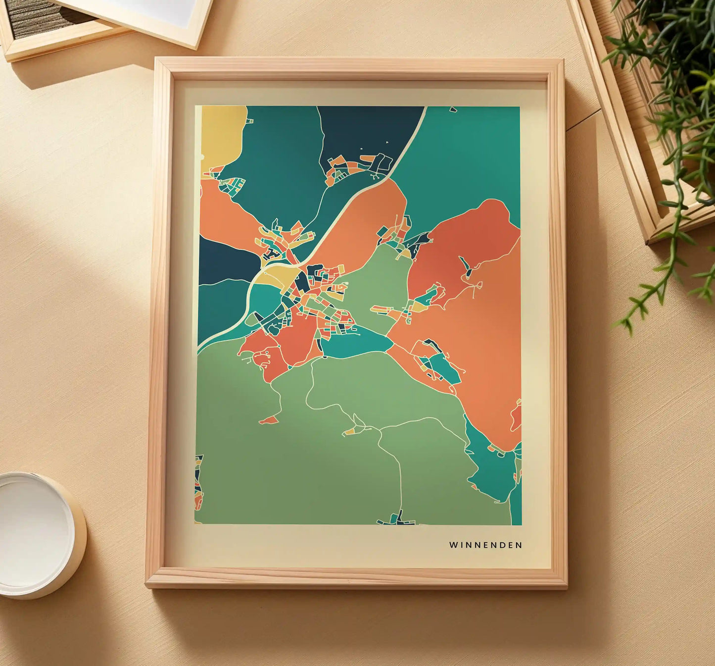 Winnenden Stadtkarte Poster – Polychroma Modern Art Print