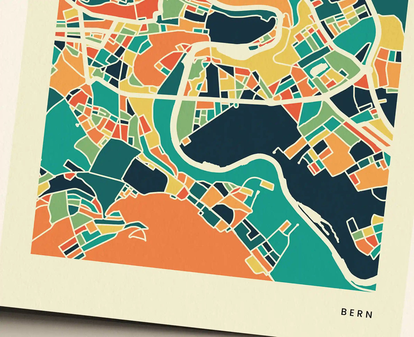 Bern Stadtkarte Poster – Polychroma Modern Art Print