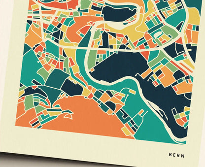 Bern Stadtkarte Poster – Polychroma Modern Art Print