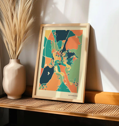 Offenburg Stadtkarte Poster – Polychroma Modern Art Print