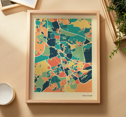 Bochum Stadtkarte Poster – Polychroma Modern Art Print