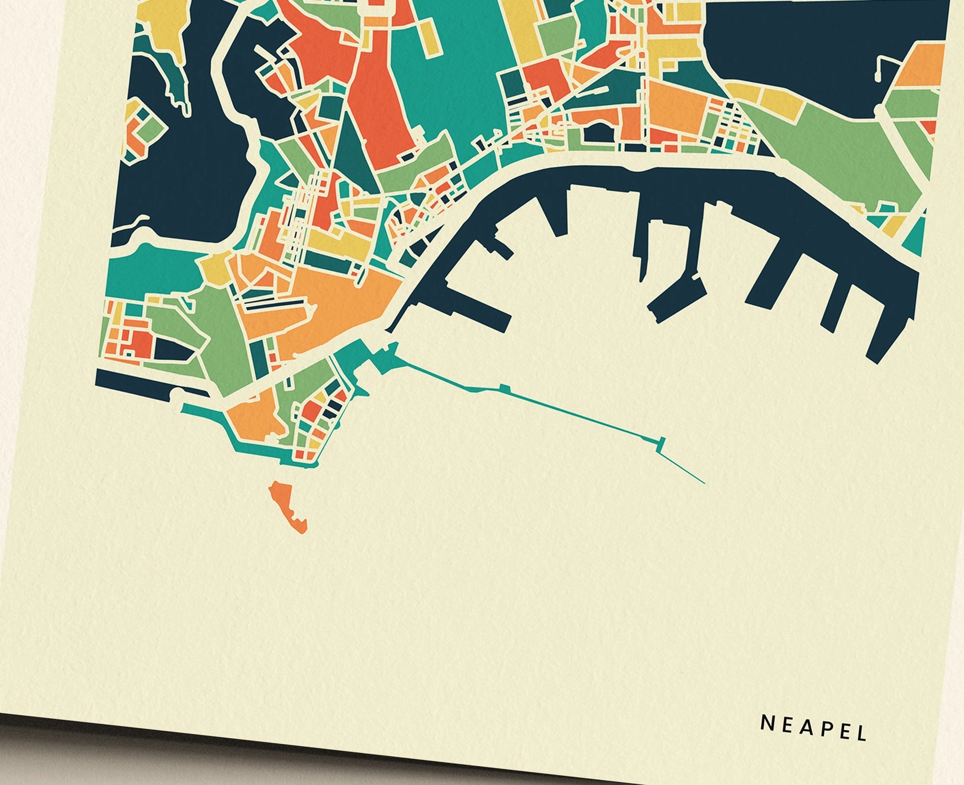 Neapel Stadtkarte Poster – Polychroma Modern Art Print