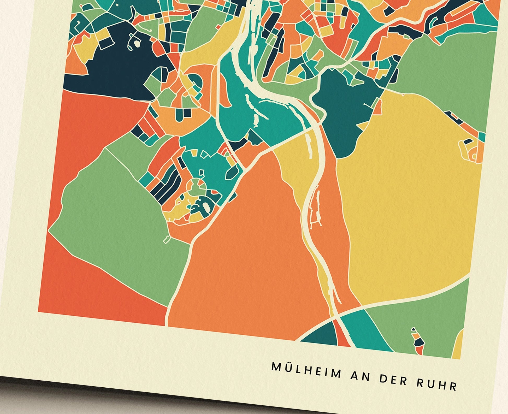 Mülheim an der Ruhr Stadtkarte Poster – Polychroma Modern Art Print