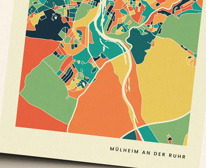 Mülheim an der Ruhr Stadtkarte Poster – Polychroma Modern Art Print