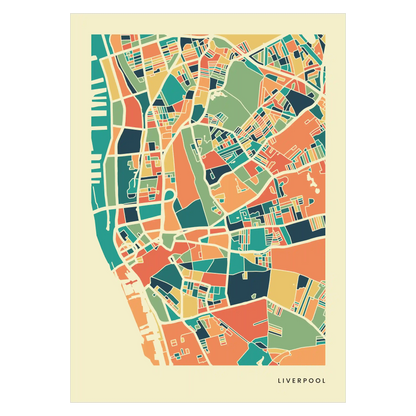 Liverpool Stadtkarte Poster – Polychroma Modern Art Print