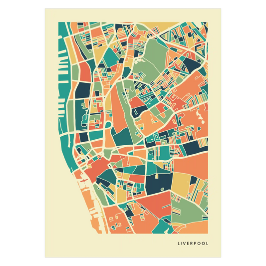 Liverpool Stadtkarte Poster – Polychroma Modern Art Print