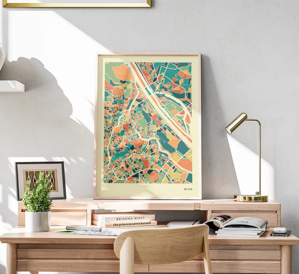 Wien Stadtkarte Poster – Polychroma Modern Art Print