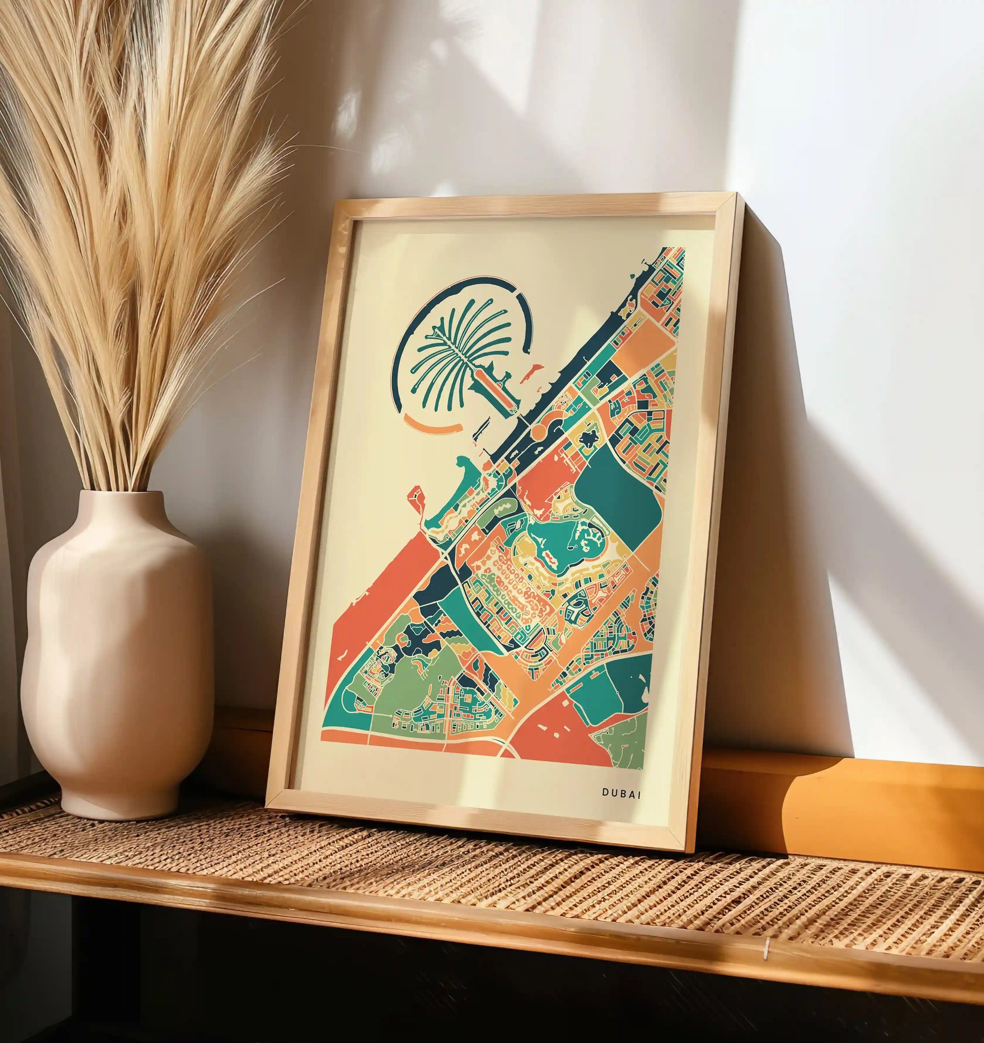 Dubai Stadtkarte Poster – Polychroma Modern Art Print
