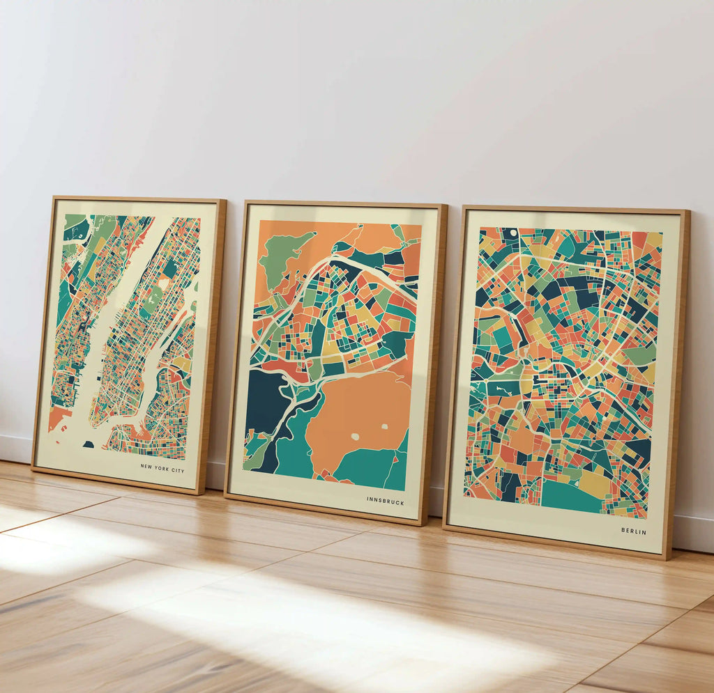 Innsbruck Stadtkarte Poster – Polychroma Modern Art Print