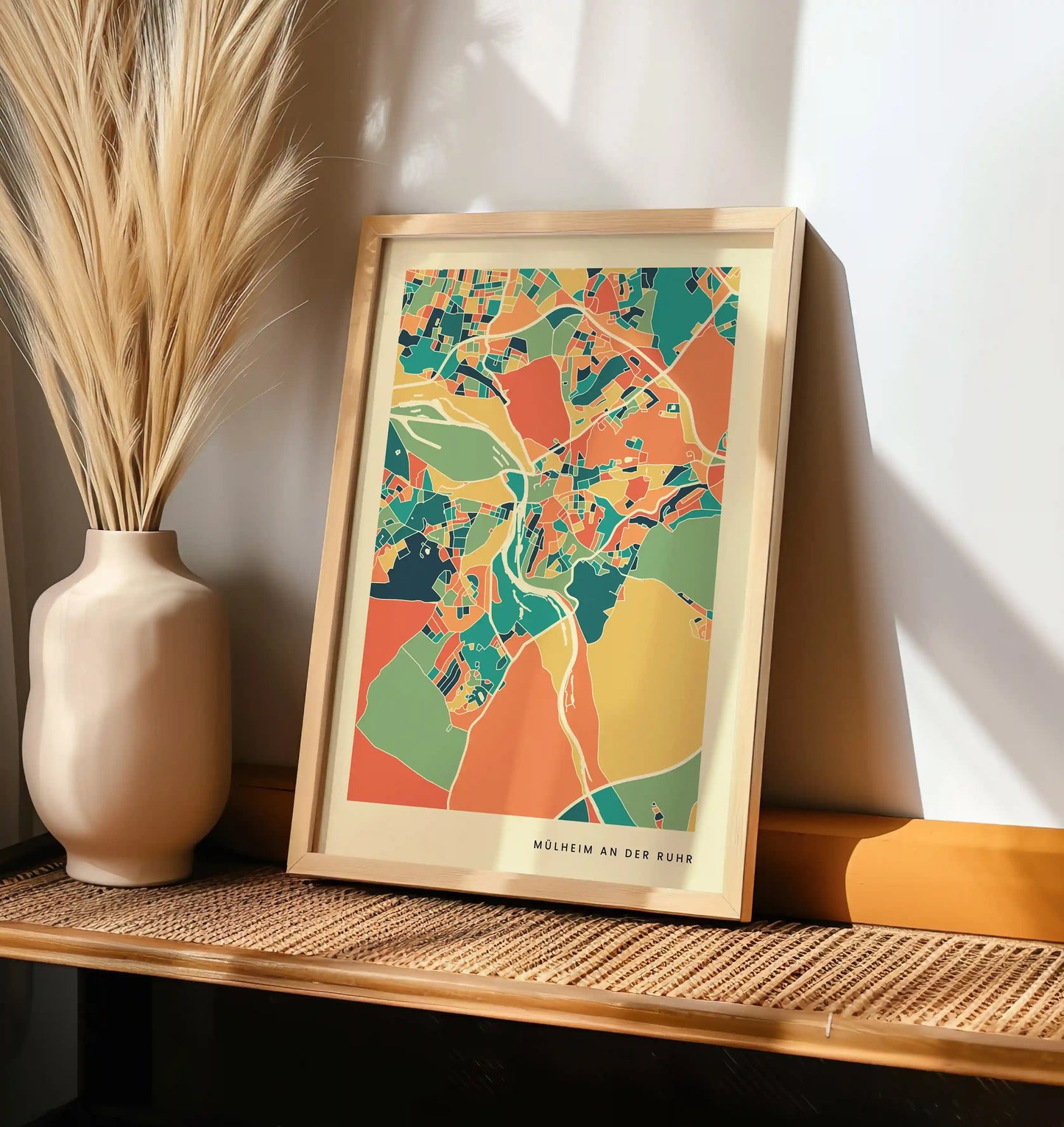 Mülheim an der Ruhr Stadtkarte Poster – Polychroma Modern Art Print