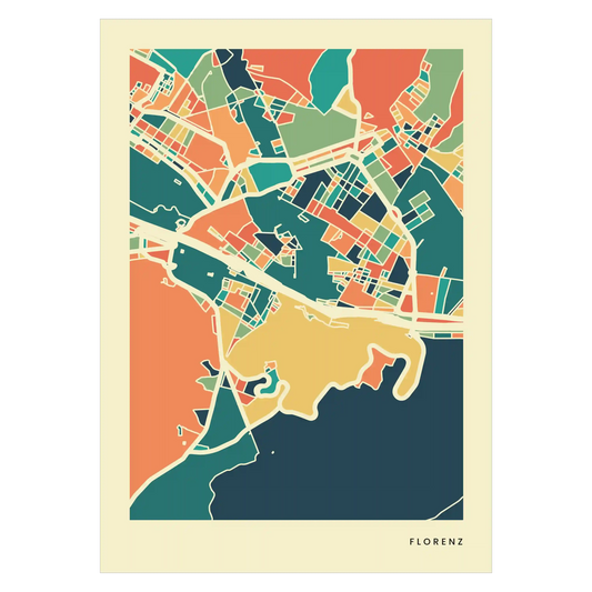 Florenz Stadtkarte Poster – Polychroma Modern Art Print