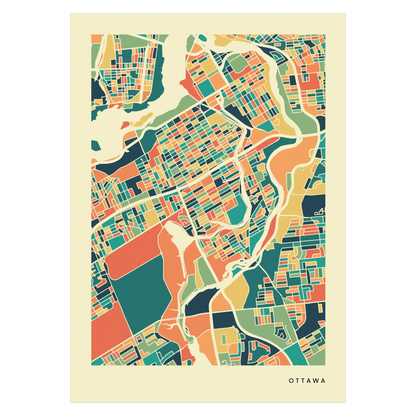 Ottawa Stadtkarte Poster – Polychroma Modern Art Print