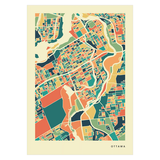 Ottawa Stadtkarte Poster – Polychroma Modern Art Print