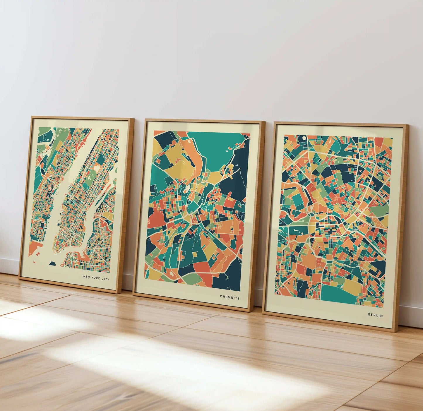 Chemnitz Stadtkarte Poster – Polychroma Modern Art Print