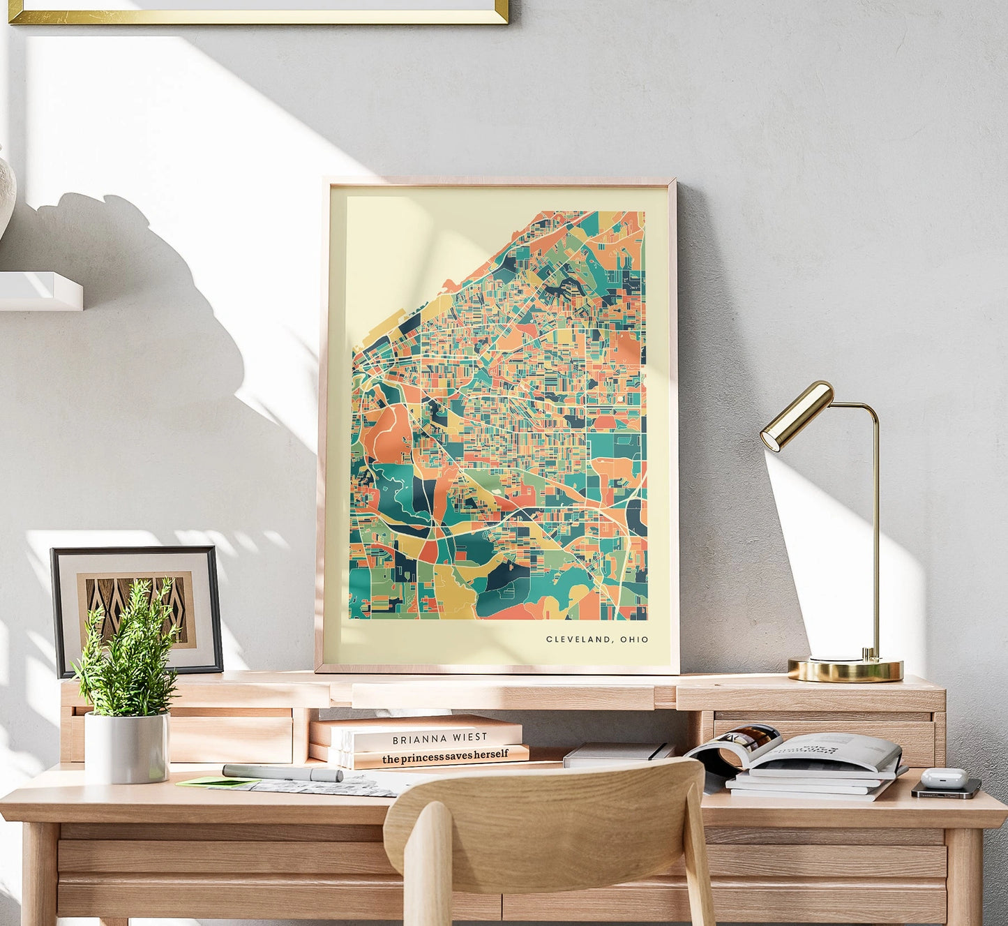 Cleveland, Ohio Stadtkarte Poster – Polychroma Modern Art Print