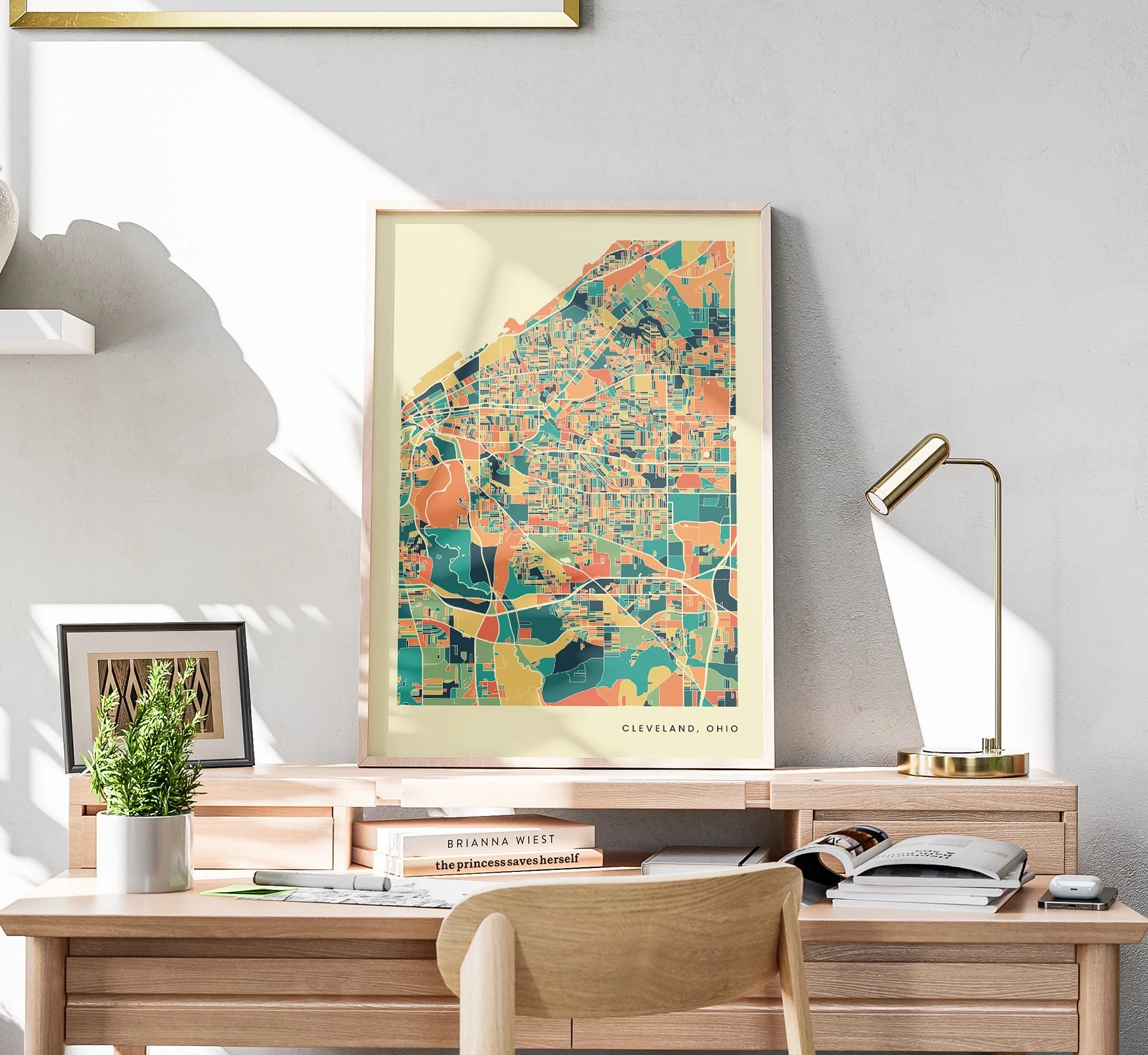 Cleveland, Ohio Stadtkarte Poster – Polychroma Modern Art Print