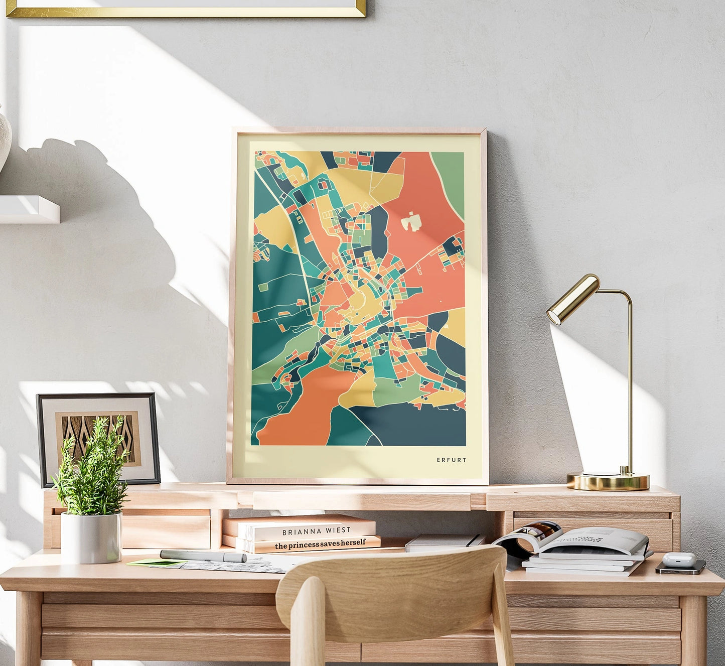 Erfurt Stadtkarte Poster – Polychroma Modern Art Print