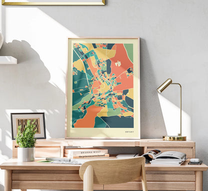 Erfurt Stadtkarte Poster – Polychroma Modern Art Print