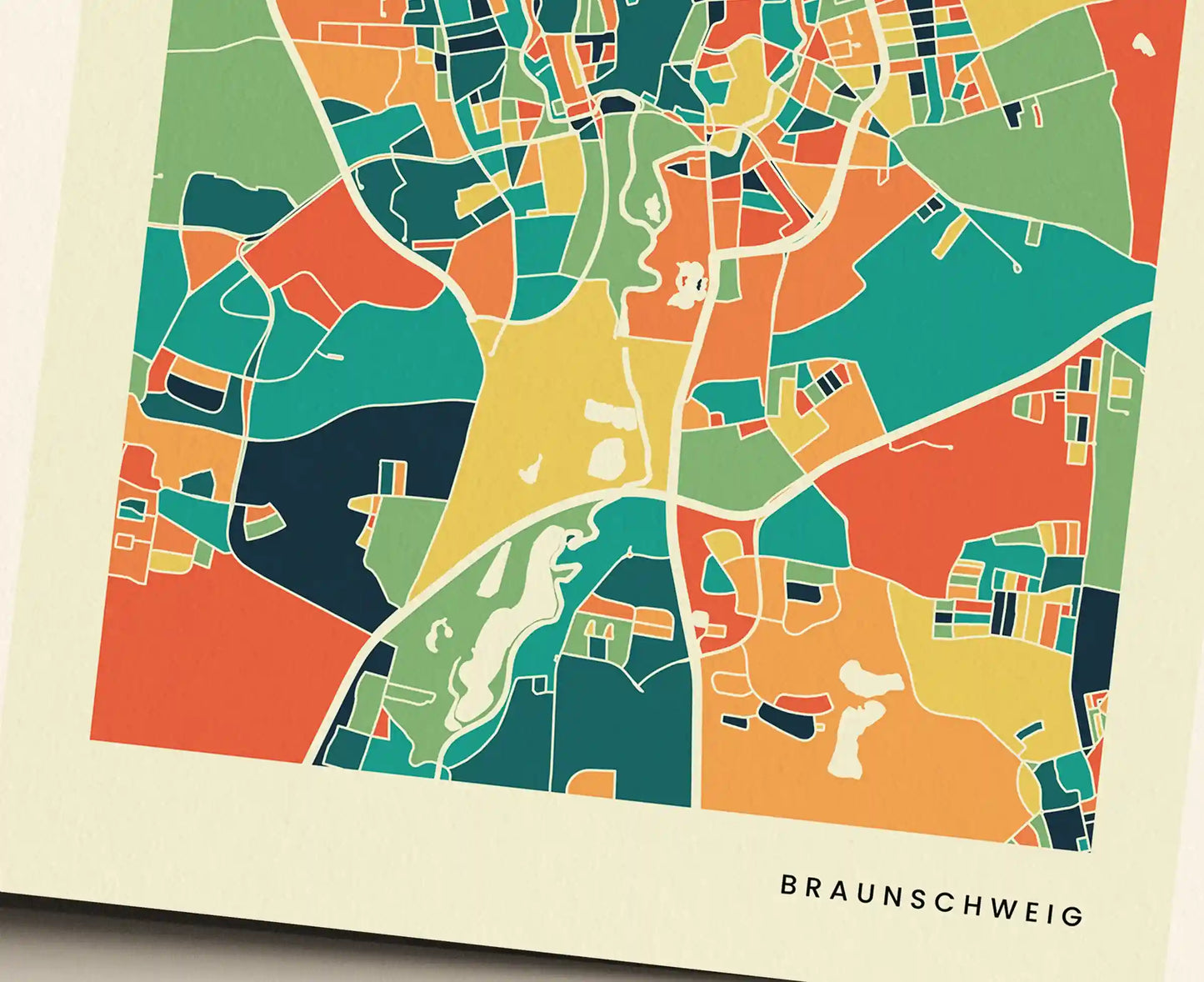 Braunschweig Stadtkarte Poster – Polychroma Modern Art Print