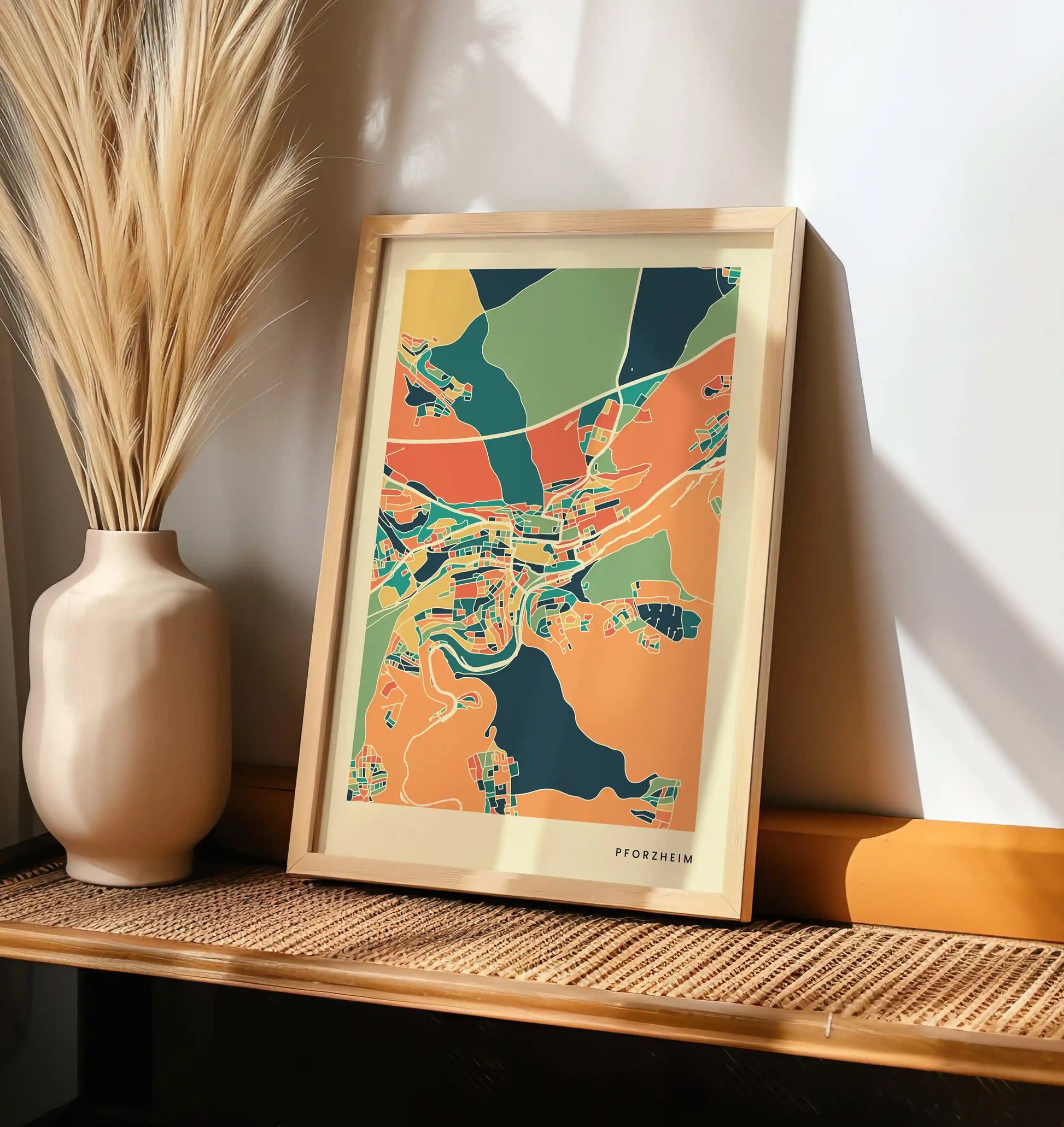 Pforzheim Stadtkarte Poster – Polychroma Modern Art Print