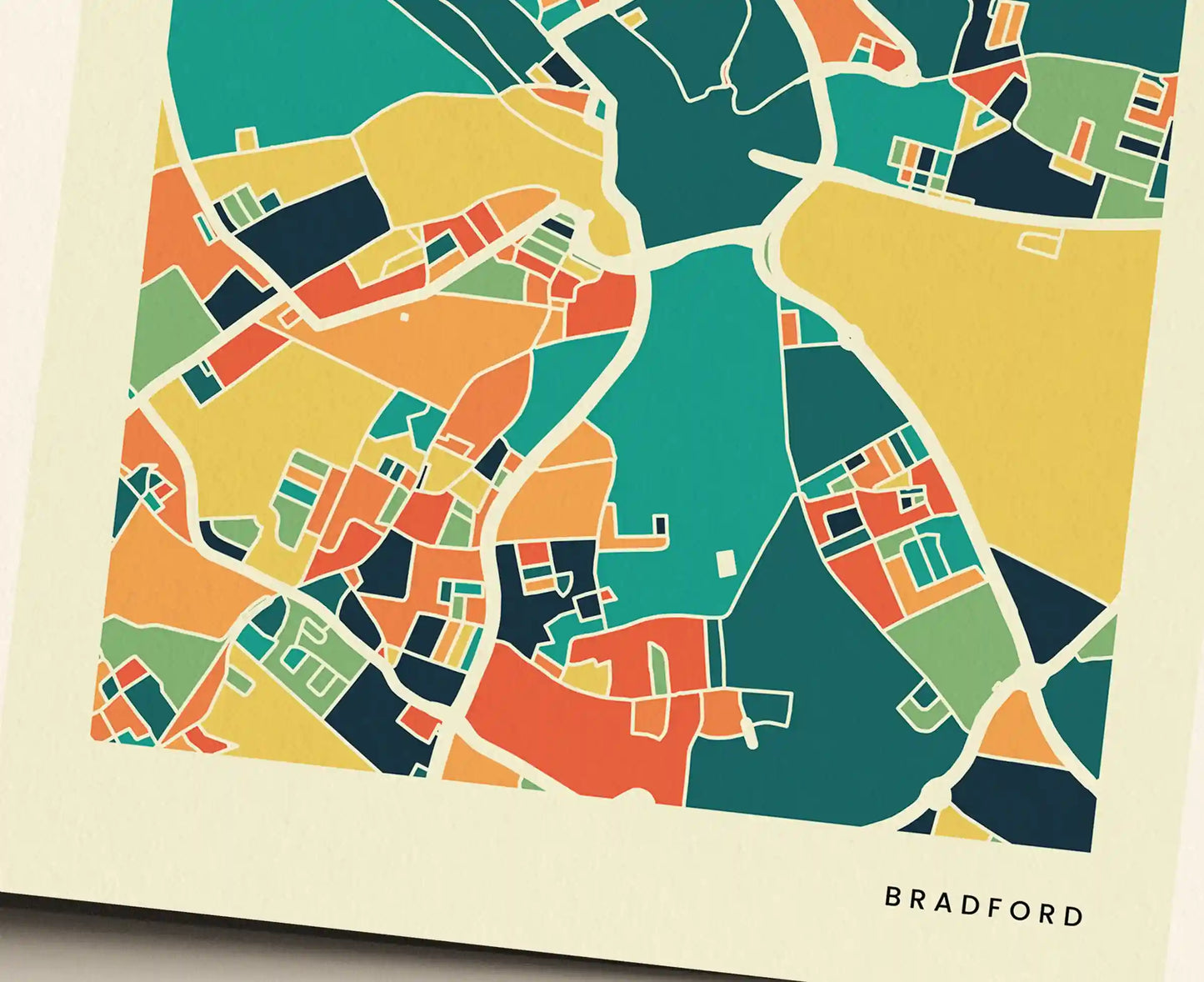 Bradford Stadtkarte Poster – Polychroma Modern Art Print