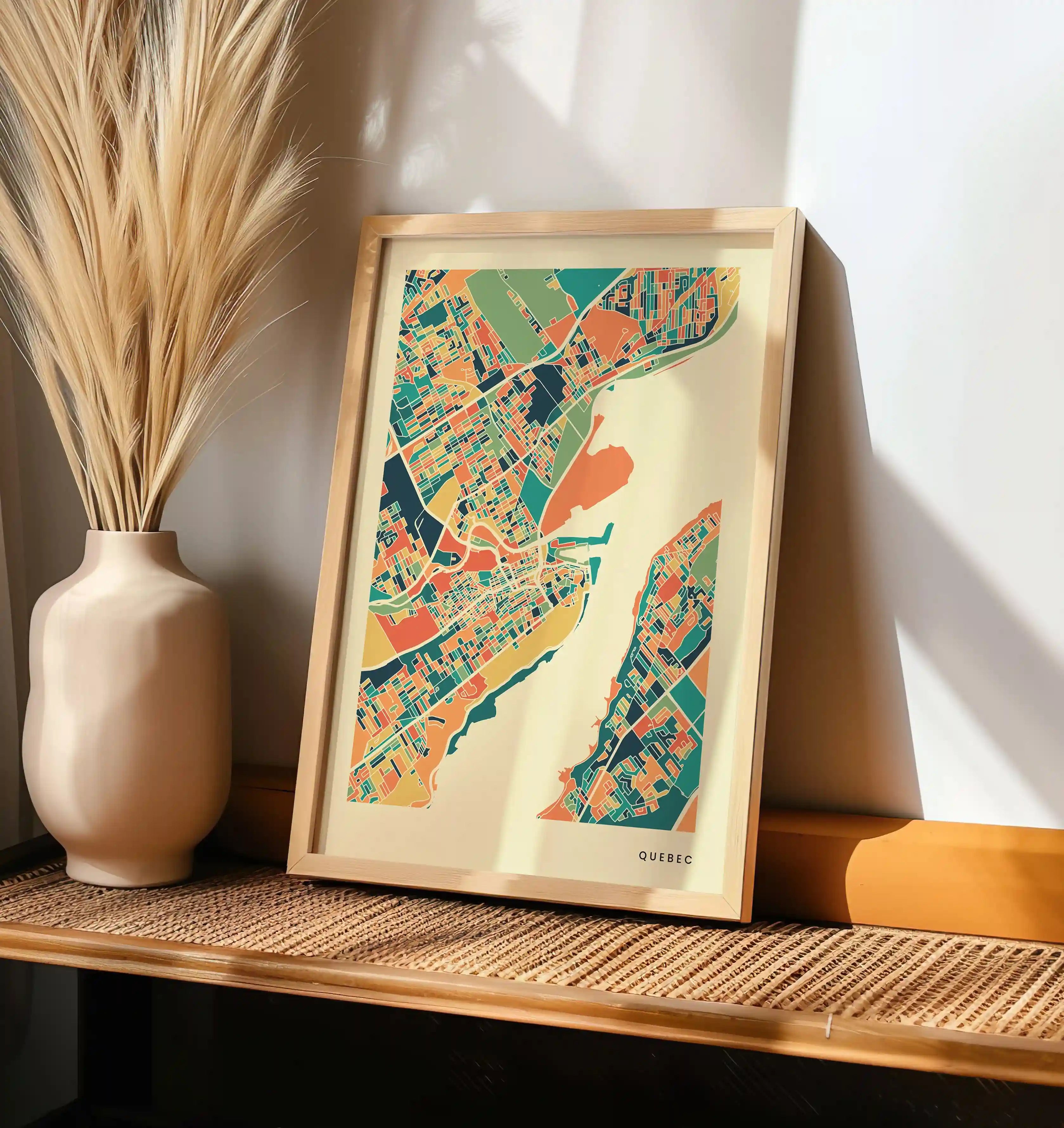 Quebec Stadtkarte Poster – Polychroma Modern Art Print