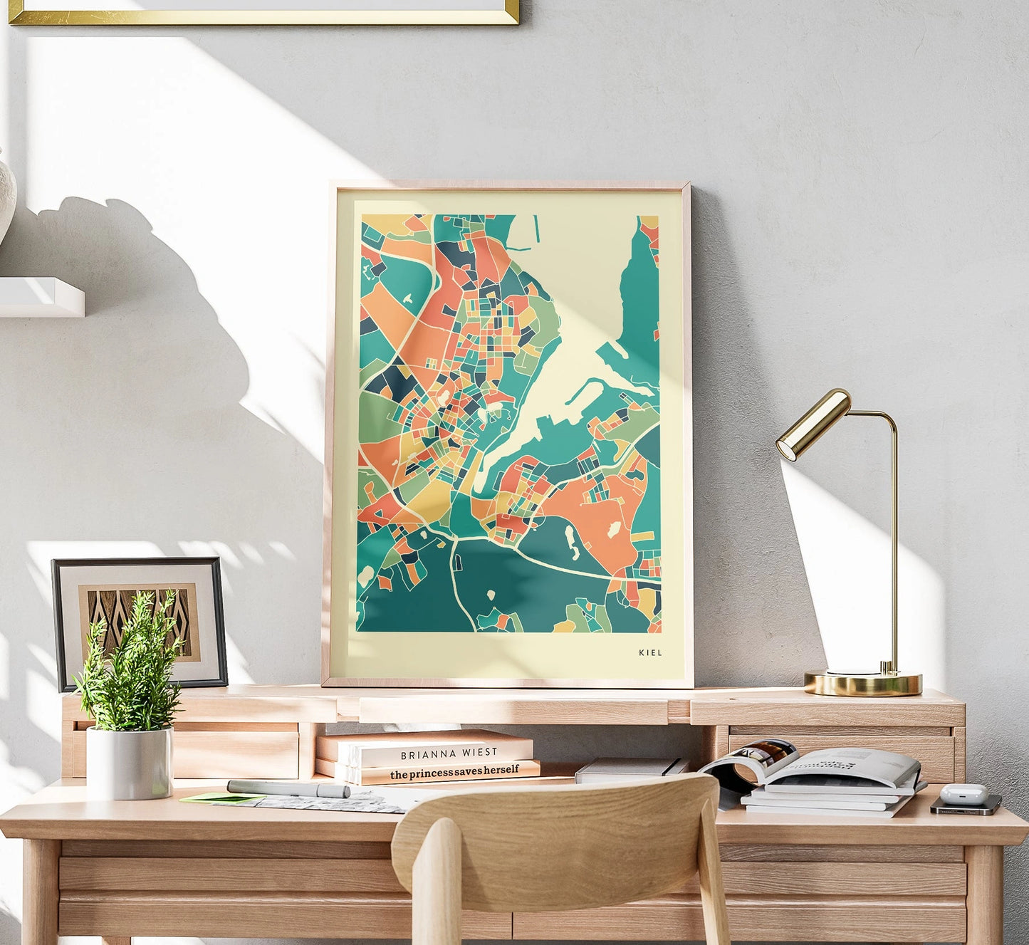 Kiel Stadtkarte Poster – Polychroma Modern Art Print