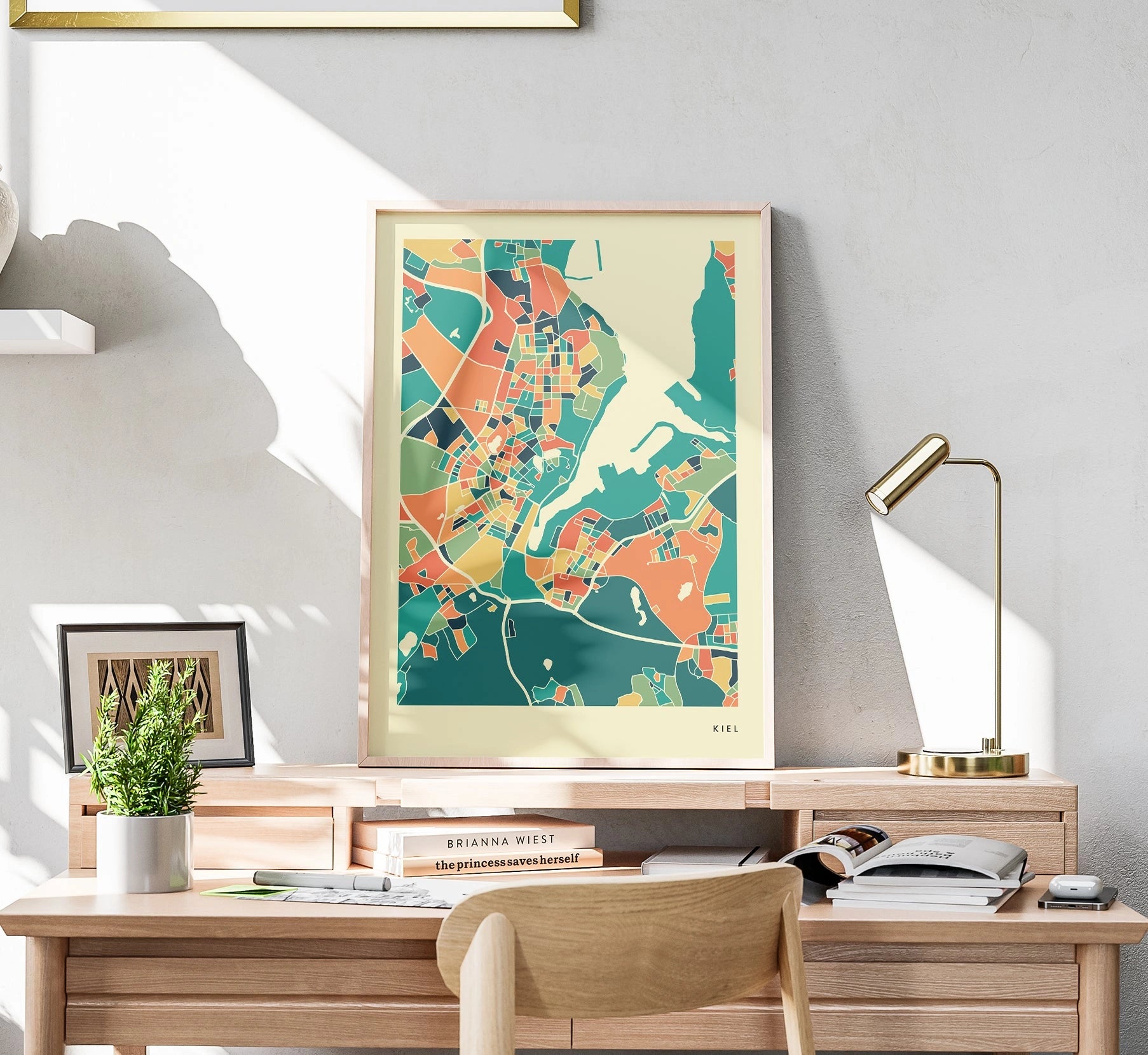 Kiel Stadtkarte Poster – Polychroma Modern Art Print