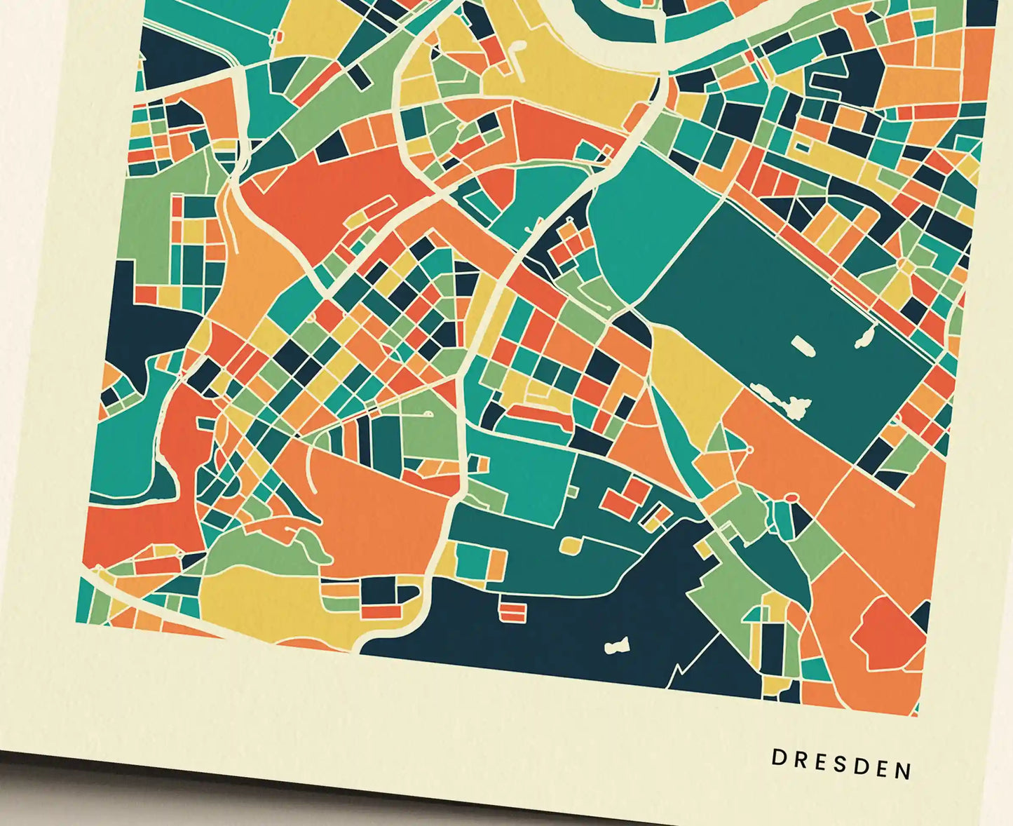 Dresden Stadtkarte Poster – Polychroma Modern Art Print