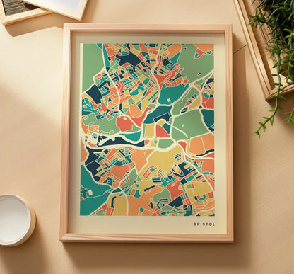 Bristol Stadtkarte Poster – Polychroma Modern Art Print