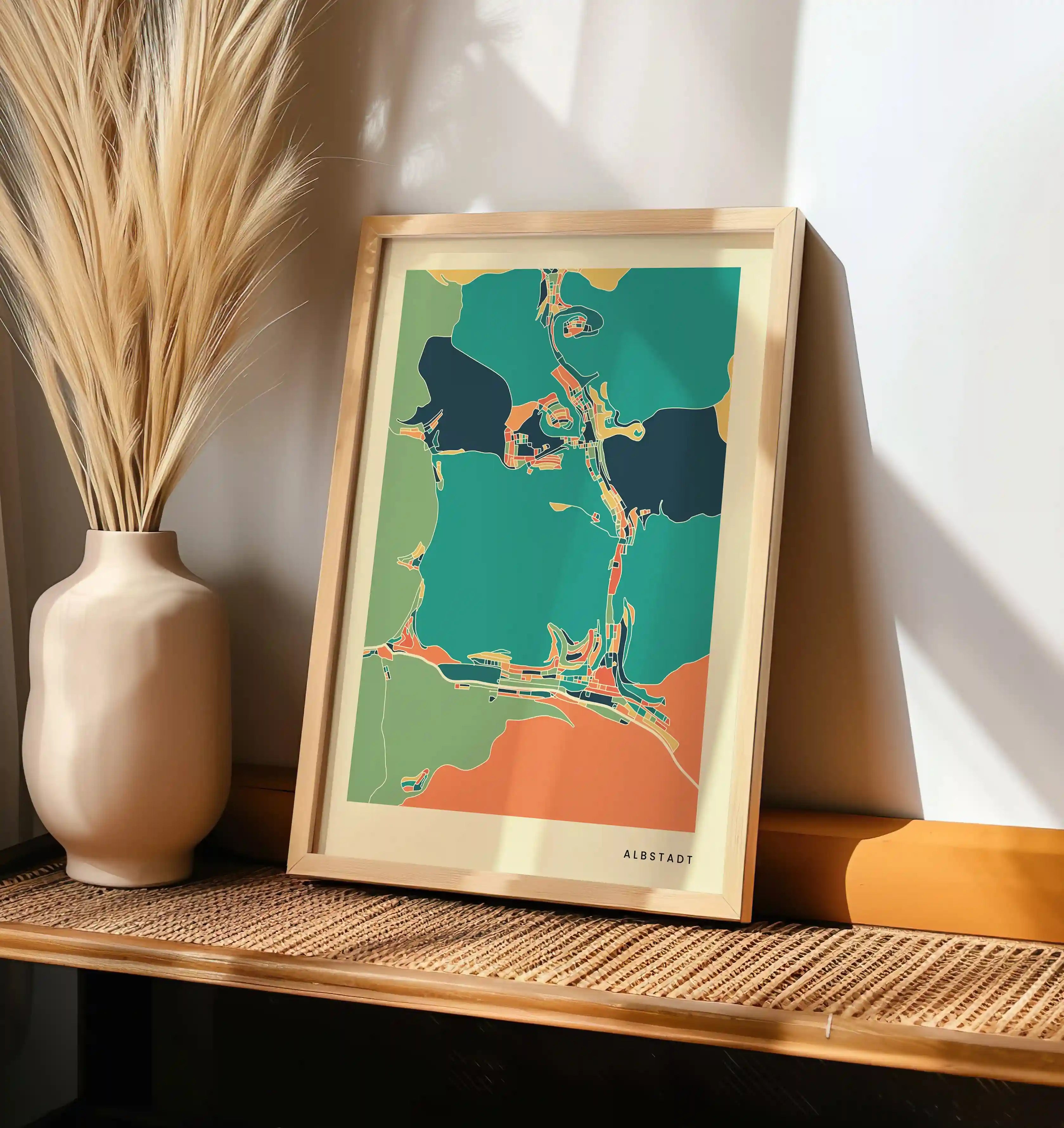 Albstadt Stadtkarte Poster – Polychroma Modern Art Print