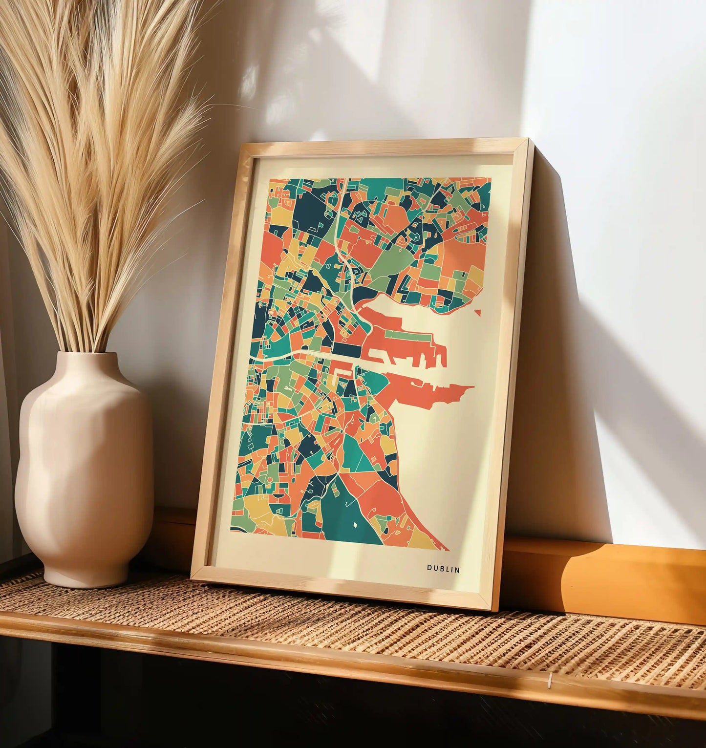 Dublin Stadtkarte Poster – Polychroma Modern Art Print