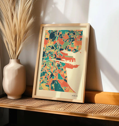 Dublin Stadtkarte Poster – Polychroma Modern Art Print