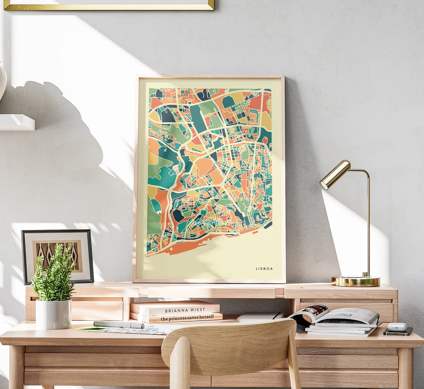Lisboa Stadtkarte Poster – Polychroma Modern Art Print