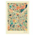 Santiago Stadtkarte Poster – Polychroma Modern Art Print