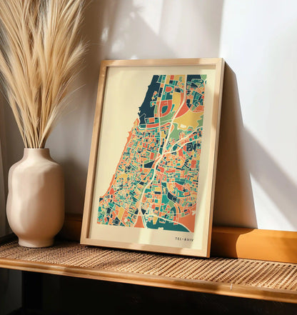 Tel-Aviv Stadtkarte Poster – Polychroma Modern Art Print