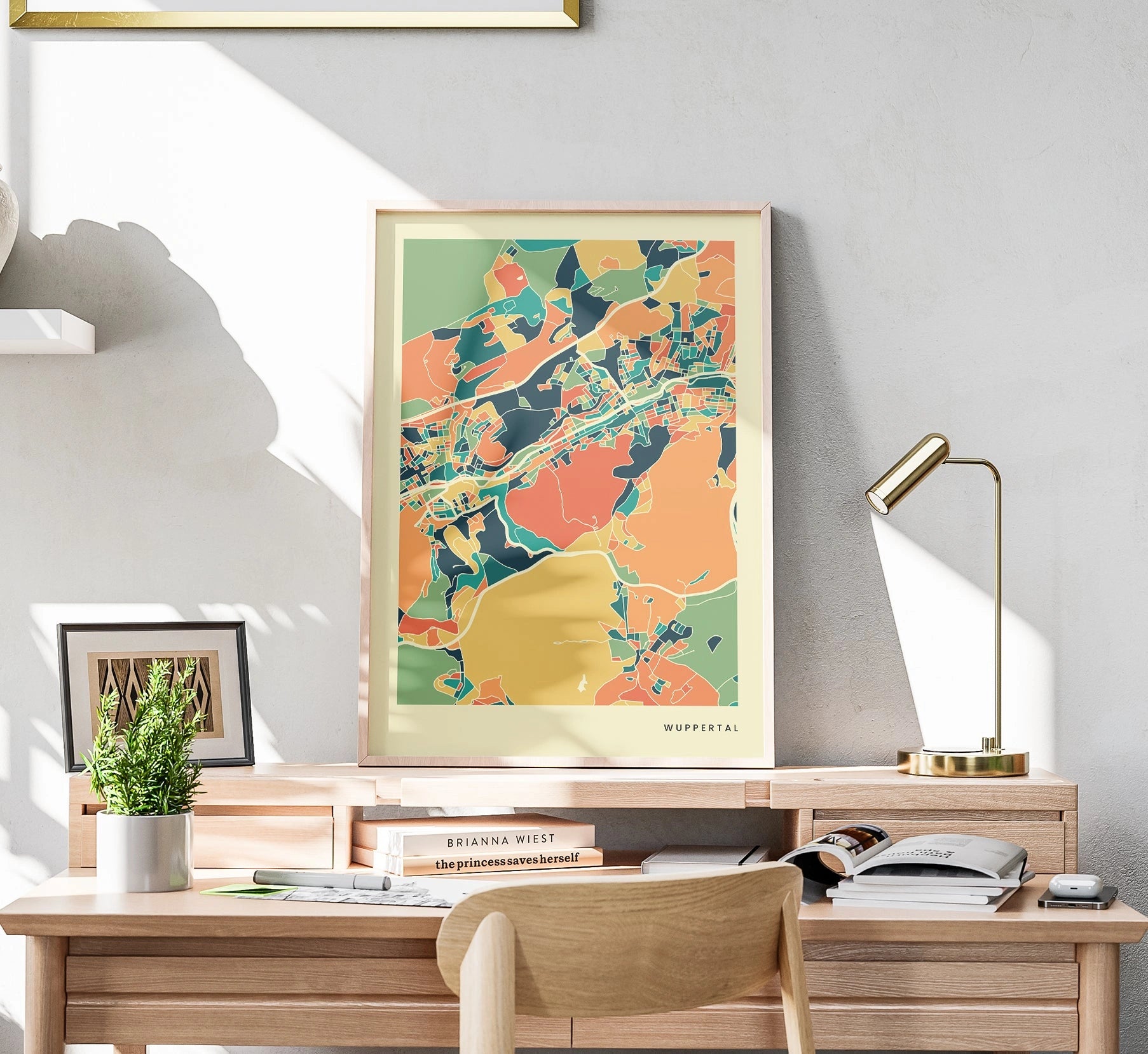 Wuppertal Stadtkarte Poster – Polychroma Modern Art Print